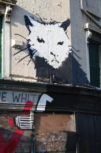 The Whitehouse Pub, complete with Banksy artwork, by Vinnn via Flickr