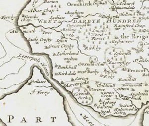 Extract from a map of Lancashire, by Robert Morden, 1695