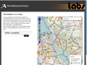 Screenshot of The National Archives' Domesday on a Map tool