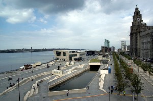 The Pier Head, Liverpool, from the Museum of Liverpool