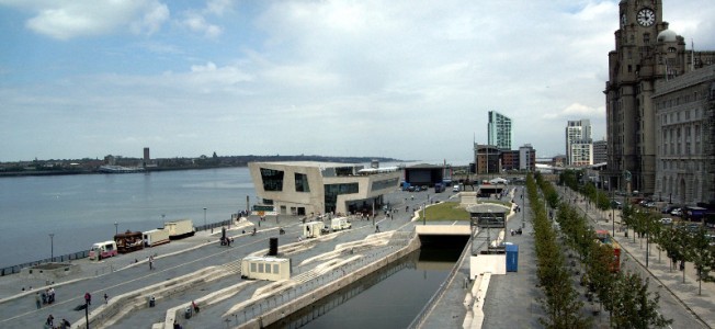 The Pier Head, Liverpool, from the Museum of Liverpool