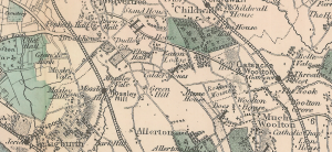 Map from 1885 centred on the Calder Stones, Liverpool