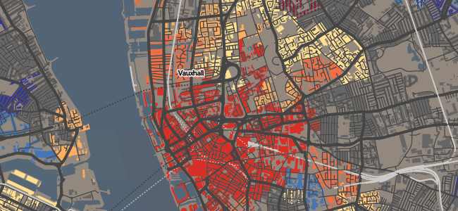 Screenshot of interactive map of building ages